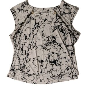 Calvin Klein Black and White Marble Blouse